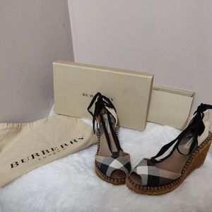 Burberry Peep Toe Lace Wedges